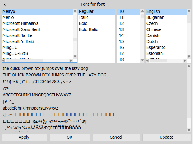 FontChooser dialog