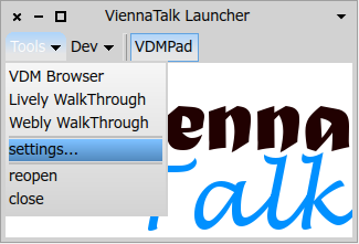 settings menu of ViennaLauncher