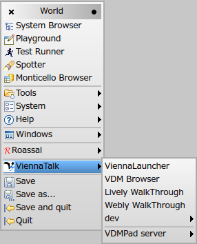 World->Tools menu items for ViennaTalk